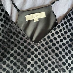2 for $10 Loft black tank top with velvet dots very classy new without tags